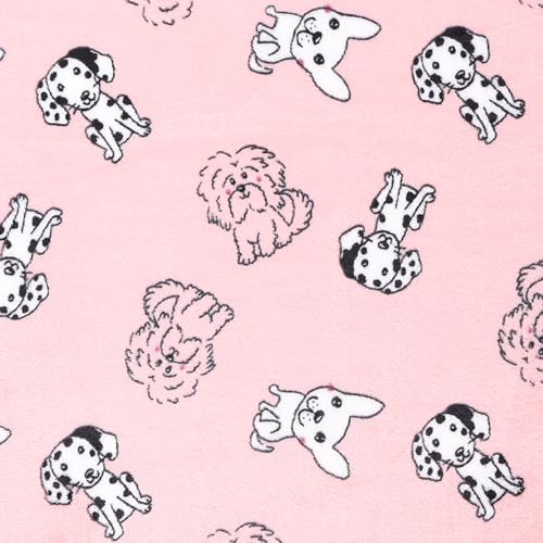 MOOK FABRICS 134636-12 Printed Fleece Flannel Fabric (58'' Wide) Double Brushed, 100% Polyester-Dogs Stoff, Pink, 12 yard bolt von MOOK FABRICS