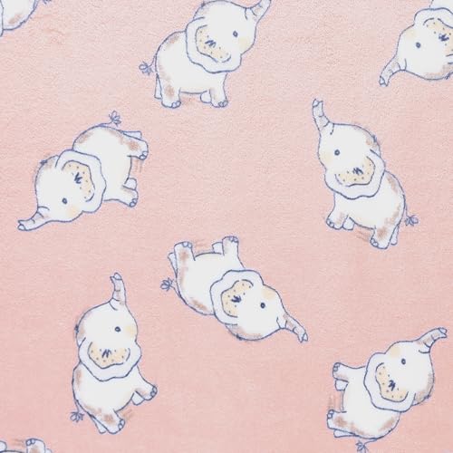 MOOK FABRICS 134638-12 Printed Fleece Flannel Fabric (58'' Wide) Double Brushed, 100% Polyester-Elephants Stoff, Pink, 12 yard bolt von MOOK FABRICS