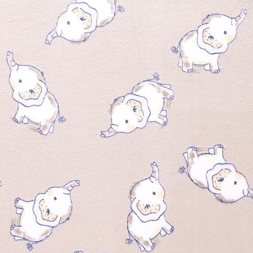 MOOK FABRICS 134639-12 Printed Fleece Flannel Fabric (58'' Wide) Double Brushed, 100% Polyester-Elephants Stoff, Beige, 12 yard bolt von MOOK FABRICS