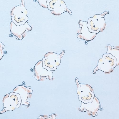 MOOK FABRICS 134640-12 Printed Fleece Flannel Fabric (58'' Wide) Double Brushed, 100% Polyester-Elephants Stoff, Blau, 12 yard bolt von MOOK FABRICS