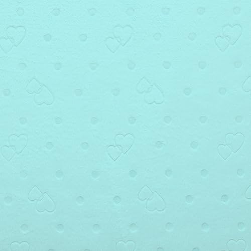 MOOK FABRICS 135040-12 Embossed Fleece Flannel Fabric (60" Wide) Double Brushed, 100% Polyester-Heart Dot Stoff, Pastelltürkis, 12 yard bolt von MOOK FABRICS