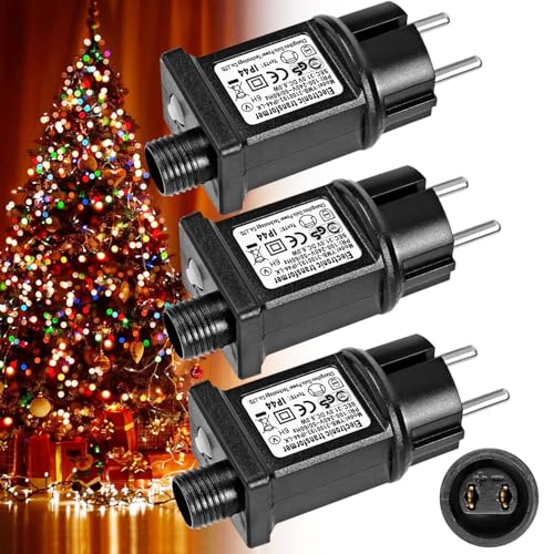 31V 6W Lichterkette Netzteil Adapter,3 Stück LED Netzteil, Niederspannungs Transformator mit 8 Lichtmodi und Speicherfunktion, IP44 GS Stecker für Weihnachtsbeleuchtung Lichterkette (3PACK) von MOOKLIN ROAM