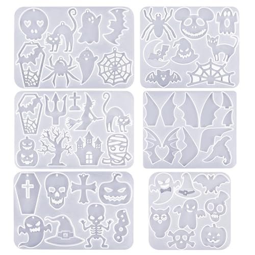 6 Teile/satz Halloween Kristall Silikon Mold Set Schmuck Machen Form Einzigartige Schädel Ohrringe Anhänger Harz Formen von MOONDAME