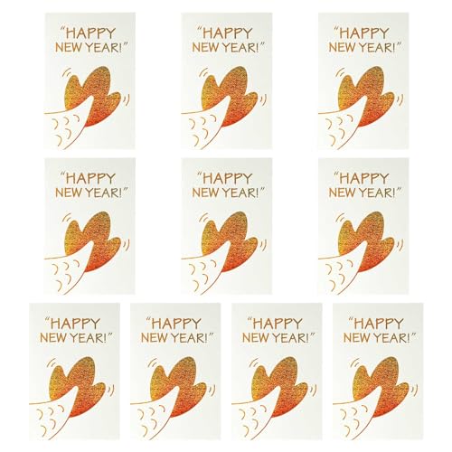 MOONDAME 10 Stück Neujahr 2024 Grußkarten Bronzing Winter Urlaubskarte Familie Neujahr Party Geschenk Gastgeschenke 10 2 X 15 2 Cm von MOONDAME