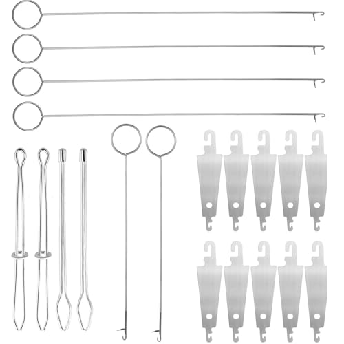 MOONDAME 20-teiliges Kordelzug Einfädler Set Metall Kordelzug Einfädler Edelstahl Ringe Turner Haken Pinzette Für Die Herstellung Von Gürteln von MOONDAME