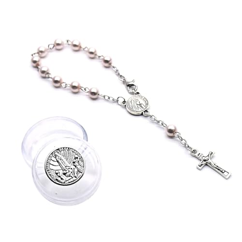 MOONDAME Glasperlen Fingerkette Katholisches Kreuz Rosenkranz Armband Taufe Kommunion Geschenk Für Frauen Gebet Party Schmuck von MOONDAME