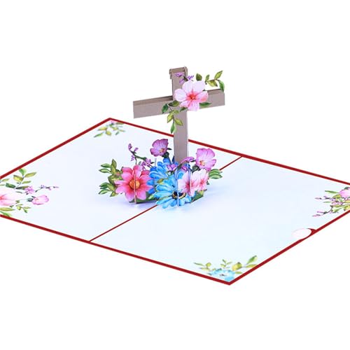 MOONDAME Popup Karten 3D Grußkarte Religiöse Kreuze Karte Popup Grußkarten Umschlag Frauen von MOONDAME