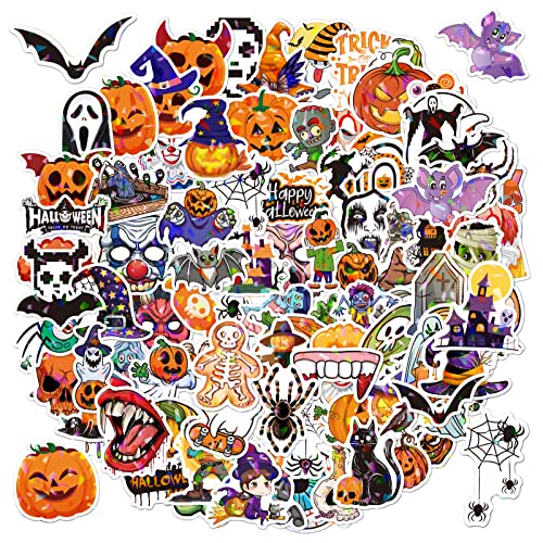 100 Stück Halloween Aufkleber Classic Wasserfeste Vinyl Happy Halloween Sticker für Laptop, Telefon, Wasserflasche, Pad, Geist Kürbis Dämon Zauberer Vampir für Halloween Dekoration Party Favors von MORAINJAY