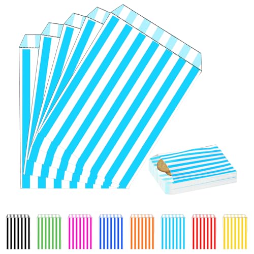 100 Stück Hellblau Naschitüten Candy Bar Papiertüten Klein Kraft Butterbrottüten Bunt 13x18cm Mini Geschenktüten Papiertüten Bunte Tüten Candybar brotpapiertüten für Halloween,Weihnachten,Hochzeiten von MORAINJAY