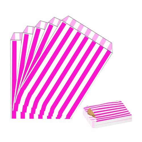 100 Stück Rosa Naschitüten Candy Bar Papiertüten Klein Kraft Butterbrottüten Bunt 13x18cm Mini Geschenktüten Papiertüten Bunte Tüten Candybar brotpapiertüten für Halloween,Weihnachten,Hochzeiten von MORAINJAY