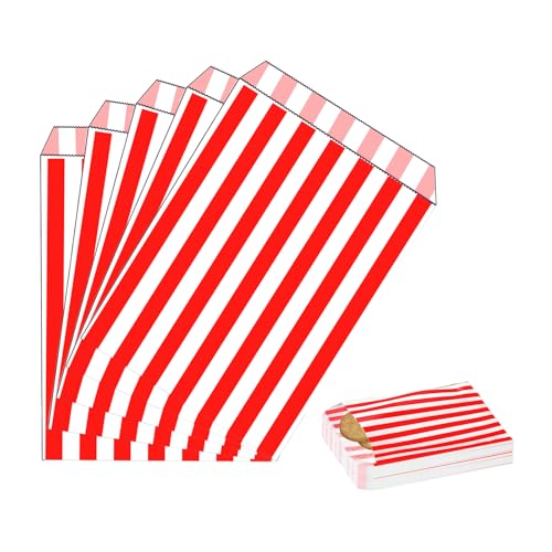 100 Stück Rot Naschitüten Candy Bar Papiertüten Klein Kraft Butterbrottüten Bunt 13x18cm Mini Geschenktüten Papiertüten Bunte Tüten Candybar brotpapiertüten für Halloween,Weihnachten,Hochzeiten von MORAINJAY