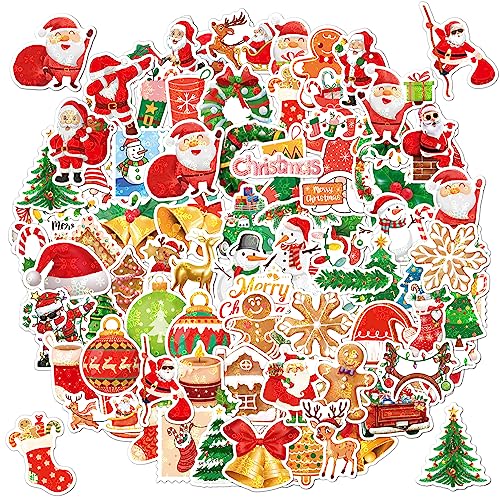 100 Stück Weihnachten Aufkleber Classic Wasserfeste Vinyl Sticker für Laptop, Telefon, Wasserflasche, Skateboard, Koffer, Gitarre, Pad, Weihnachten Scrapbook Aufkleber für Kinder Christmas Mitgebsel von MORAINJAY