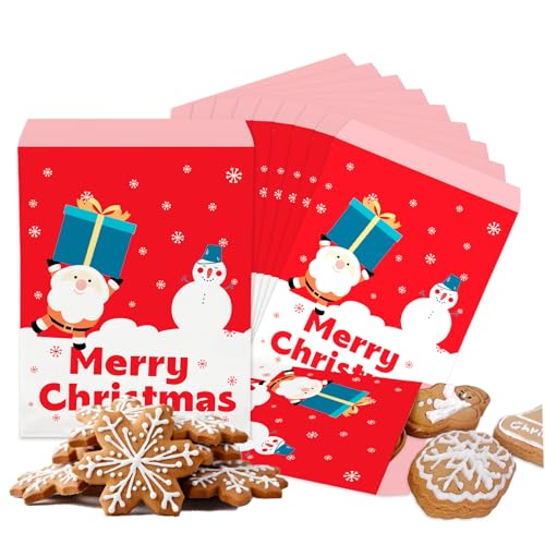 100 Stück Weihnachten Naschitüten Candy Bar Papiertüten Klein Kraft Butterbrottüten Bunt 13x18cm Mini Geschenktüten Papiertüten Bunte Tüten Candybar brotpapiertüten für Weihnachten,Hochzeiten von MORAINJAY