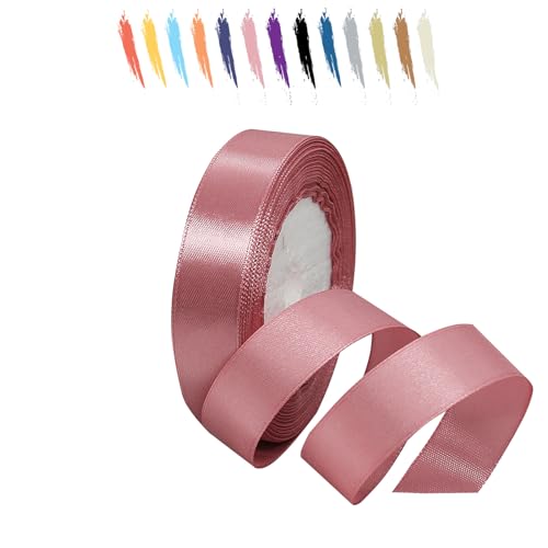 Altrosa 20mm Satinband 23 Meter, Polyesterband, verschönern Sie Ihre Bastelarbeiten und Feiern, ideal für Geschenkverpackungen, Dekorationen, Hochzeitsautoband, Bänder zum Basteln von MORAINJAY