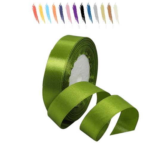 Armeegrün 20mm Satinband 23 Meter, Polyesterband, verschönern Sie Ihre Bastelarbeiten und Feiern, ideal für Geschenkverpackungen, Dekorationen, Hochzeitsautoband, Bänder zum Basteln von MORAINJAY