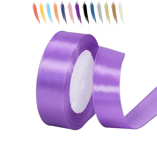 Baby Lila 25mm Satinband 23 Meter, Polyesterband, verschönern Sie Ihre Bastelarbeiten und Feiern, ideal für Geschenkverpackungen, Dekorationen, Hochzeitsautoband, Bänder zum Basteln von MORAINJAY