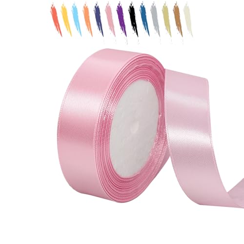 Baby Pink 25mm Satinband 23 Meter, Polyesterband, verschönern Sie Ihre Bastelarbeiten und Feiern, ideal für Geschenkverpackungen, Dekorationen, Hochzeitsautoband, Bänder zum Basteln von MORAINJAY