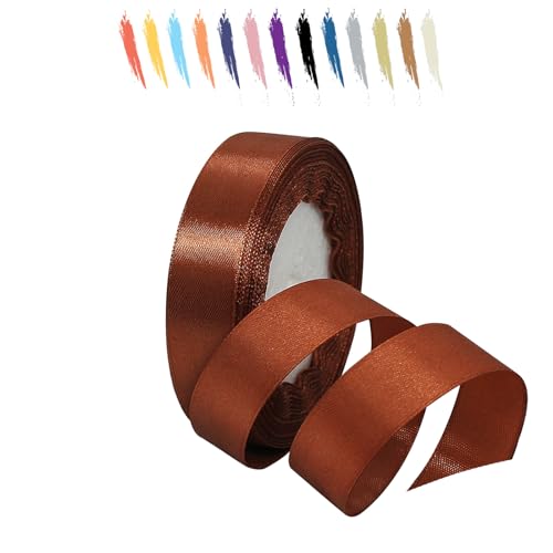 Braun 20mm Satinband 23 Meter, Polyesterband, verschönern Sie Ihre Bastelarbeiten und Feiern, ideal für Geschenkverpackungen, Dekorationen, Hochzeitsautoband, Bänder zum Basteln von MORAINJAY