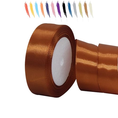 Braun 25mm Satinband 23 Meter, Polyesterband, verschönern Sie Ihre Bastelarbeiten und Feiern, ideal für Geschenkverpackungen, Dekorationen, Hochzeitsautoband, Bänder zum Basteln von MORAINJAY