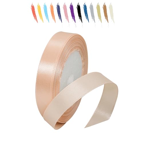 Champagnerrosa 15mm Satinband 23 Meter, Polyesterband, verschönern Sie Ihre Bastelarbeiten und Feiern, ideal für Geschenkverpackungen, Dekorationen, Hochzeitsautoband, Bänder zum Basteln von MORAINJAY