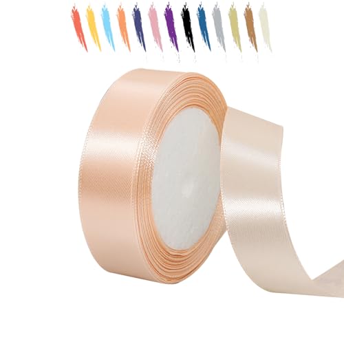 Champagnerrosa 25mm Satinband 23 Meter, Polyesterband, verschönern Sie Ihre Bastelarbeiten und Feiern, ideal für Geschenkverpackungen, Dekorationen, Hochzeitsautoband, Bänder zum Basteln von MORAINJAY