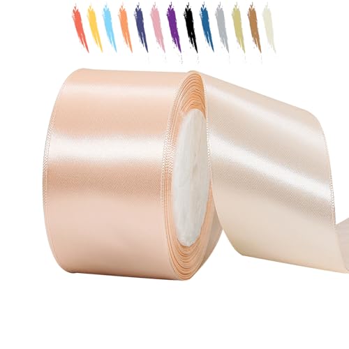 Champagnerrosa 50mm Satinband 23 Meter, Polyesterband, verschönern Sie Ihre Bastelarbeiten und Feiern, ideal für Geschenkverpackungen, Dekorationen, Hochzeitsautoband, Bänder zum Basteln von MORAINJAY