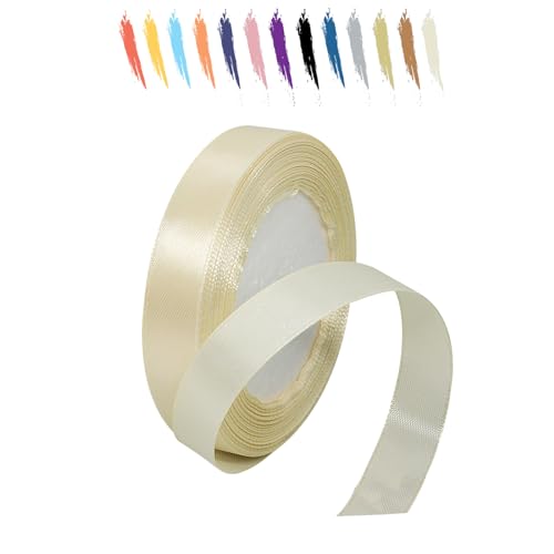 Cremeweiß 15mm Satinband 23 Meter, Polyesterband, verschönern Sie Ihre Bastelarbeiten und Feiern, ideal für Geschenkverpackungen, Dekorationen, Hochzeitsautoband, Bänder zum Basteln von MORAINJAY