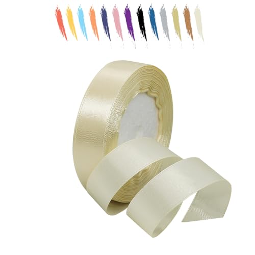 Cremeweiß 20mm Satinband 23 Meter, Polyesterband, verschönern Sie Ihre Bastelarbeiten und Feiern, ideal für Geschenkverpackungen, Dekorationen, Hochzeitsautoband, Bänder zum Basteln von MORAINJAY