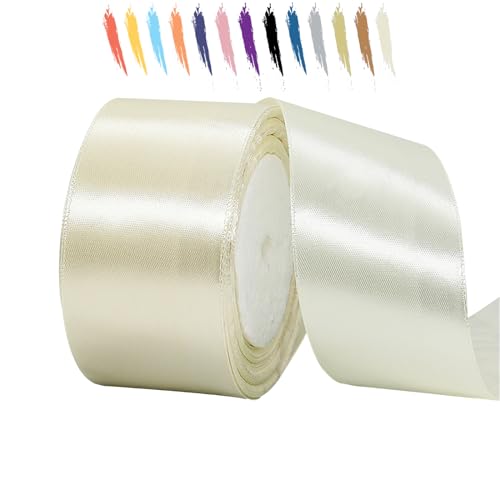 Cremeweiß 50mm Satinband 23 Meter, Polyesterband, verschönern Sie Ihre Bastelarbeiten und Feiern, ideal für Geschenkverpackungen, Dekorationen, Hochzeitsautoband, Bänder zum Basteln von MORAINJAY