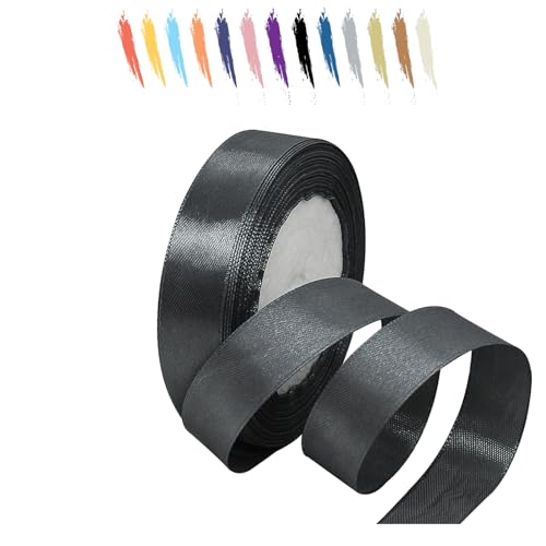 Dunkelgrau 20mm Satinband 23 Meter, Polyesterband, verschönern Sie Ihre Bastelarbeiten und Feiern, ideal für Geschenkverpackungen, Dekorationen, Hochzeitsautoband, Bänder zum Basteln von MORAINJAY