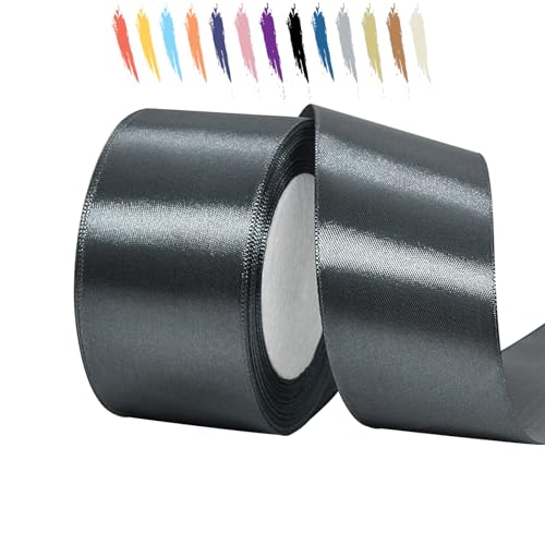 Dunkelgrau 50mm Satinband 23 Meter, Polyesterband, verschönern Sie Ihre Bastelarbeiten und Feiern, ideal für Geschenkverpackungen, Dekorationen, Hochzeitsautoband, Bänder zum Basteln von MORAINJAY