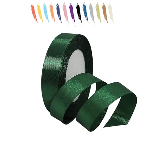 Dunkelgrün 20mm Satinband 23 Meter, Polyesterband, verschönern Sie Ihre Bastelarbeiten und Feiern, ideal für Geschenkverpackungen, Dekorationen, Hochzeitsautoband, Bänder zum Basteln von MORAINJAY