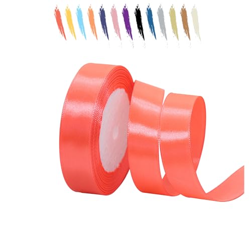 Fluoreszierendes Rot 20mm Satinband 23 Meter, Polyesterband, verschönern Sie Ihre Bastelarbeiten und Feiern, ideal für Geschenkverpackungen, Dekorationen, Hochzeitsautoband, Bänder zum Basteln von MORAINJAY