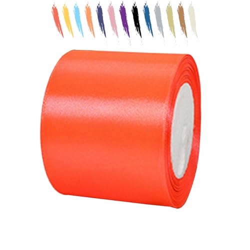 Fluoreszierendes Rot 75mm Satinband 23 Meter, Polyesterband, verschönern Sie Ihre Bastelarbeiten und Feiern, ideal für Geschenkverpackungen, Dekorationen, Hochzeitsautoband, Bänder zum Basteln von MORAINJAY