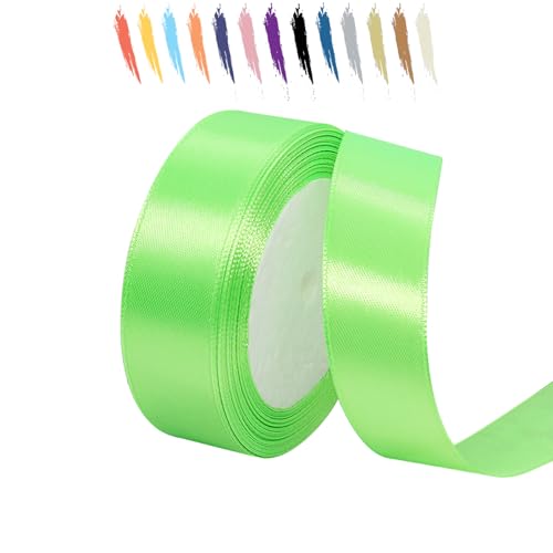 Fruchtgrün 25mm Satinband 23 Meter, Polyesterband, verschönern Sie Ihre Bastelarbeiten und Feiern, ideal für Geschenkverpackungen, Dekorationen, Hochzeitsautoband, Bänder zum Basteln von MORAINJAY