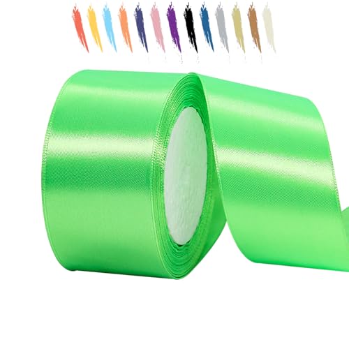 Fruchtgrün 50mm Satinband 23 Meter, Polyesterband, verschönern Sie Ihre Bastelarbeiten und Feiern, ideal für Geschenkverpackungen, Dekorationen, Hochzeitsautoband, Bänder zum Basteln von MORAINJAY