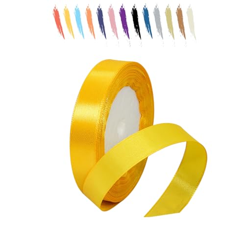 Golden 15mm Satinband 23 Meter, Polyesterband, verschönern Sie Ihre Bastelarbeiten und Feiern, ideal für Geschenkverpackungen, Dekorationen, Hochzeitsautoband, Bänder zum Basteln von MORAINJAY