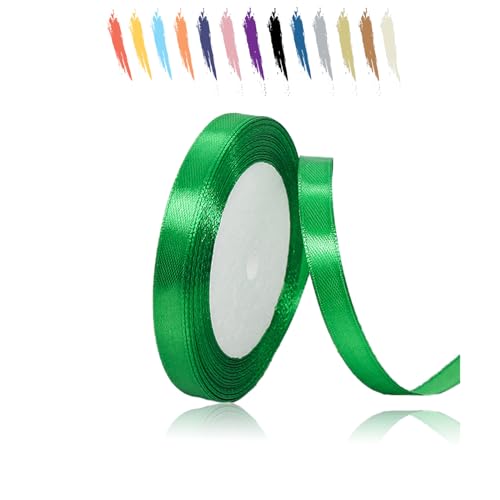 Grün 10mm Satinband 23 Meter, Polyesterband, verschönern Sie Ihre Bastelarbeiten und Feiern, ideal für Geschenkverpackungen, Dekorationen, Hochzeitsautoband, Bänder zum Basteln von MORAINJAY
