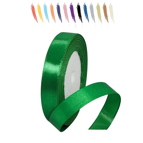 Grün 15mm Satinband 23 Meter, Polyesterband, verschönern Sie Ihre Bastelarbeiten und Feiern, ideal für Geschenkverpackungen, Dekorationen, Hochzeitsautoband, Bänder zum Basteln von MORAINJAY
