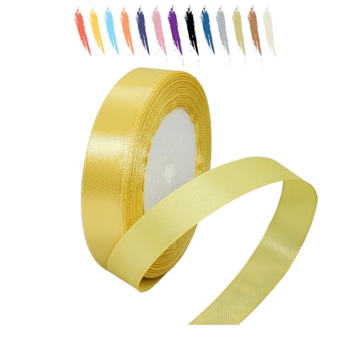 Hell Gold 20mm Satinband 23 Meter, Polyesterband, verschönern Sie Ihre Bastelarbeiten und Feiern, ideal für Geschenkverpackungen, Dekorationen, Hochzeitsautoband, Bänder zum Basteln von MORAINJAY