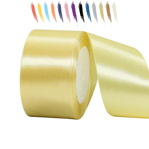 Hell Gold 50mm Satinband 23 Meter, Polyesterband, verschönern Sie Ihre Bastelarbeiten und Feiern, ideal für Geschenkverpackungen, Dekorationen, Hochzeitsautoband, Bänder zum Basteln von MORAINJAY