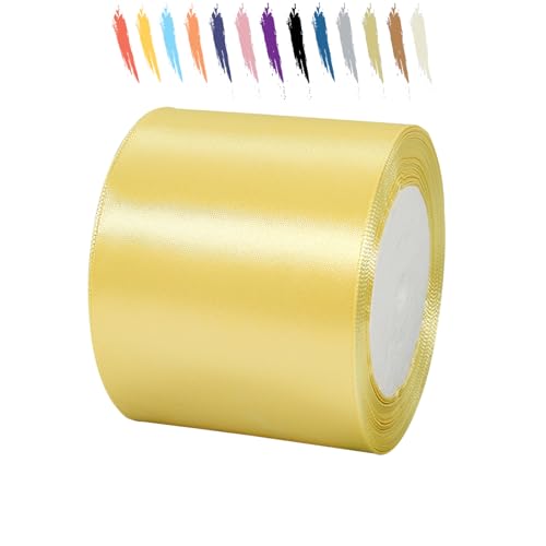 Hell Gold 75mm Satinband 23 Meter, Polyesterband, verschönern Sie Ihre Bastelarbeiten und Feiern, ideal für Geschenkverpackungen, Dekorationen, Hochzeitsautoband, Bänder zum Basteln von MORAINJAY