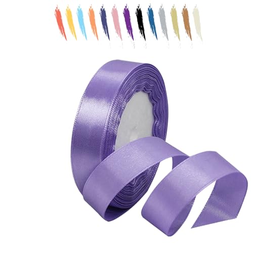 Helles Lila 20mm Satinband 23 Meter, Polyesterband, verschönern Sie Ihre Bastelarbeiten und Feiern, ideal für Geschenkverpackungen, Dekorationen, Hochzeitsautoband, Bänder zum Basteln von MORAINJAY