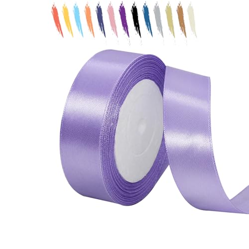 Helles Lila 25mm Satinband 23 Meter, Polyesterband, verschönern Sie Ihre Bastelarbeiten und Feiern, ideal für Geschenkverpackungen, Dekorationen, Hochzeitsautoband, Bänder zum Basteln von MORAINJAY