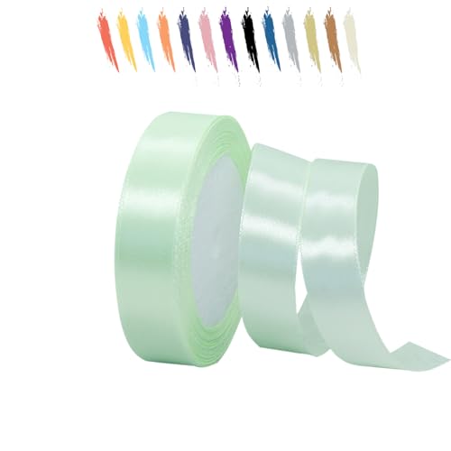 Hellgrün 20mm Satinband 23 Meter, Polyesterband, verschönern Sie Ihre Bastelarbeiten und Feiern, ideal für Geschenkverpackungen, Dekorationen, Hochzeitsautoband, Bänder zum Basteln von MORAINJAY