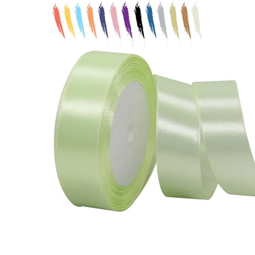 Hellgrün 25mm Satinband 23 Meter, Polyesterband, verschönern Sie Ihre Bastelarbeiten und Feiern, ideal für Geschenkverpackungen, Dekorationen, Hochzeitsautoband, Bänder zum Basteln von MORAINJAY