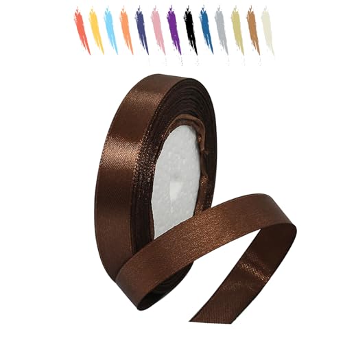 Kaffee 15mm Satinband 23 Meter, Polyesterband, verschönern Sie Ihre Bastelarbeiten und Feiern, ideal für Geschenkverpackungen, Dekorationen, Hochzeitsautoband, Bänder zum Basteln von MORAINJAY