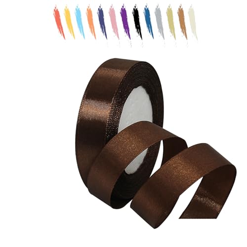 Kaffee 20mm Satinband 23 Meter, Polyesterband, verschönern Sie Ihre Bastelarbeiten und Feiern, ideal für Geschenkverpackungen, Dekorationen, Hochzeitsautoband, Bänder zum Basteln von MORAINJAY