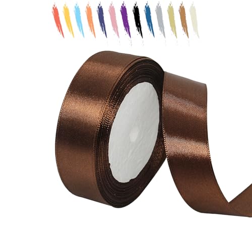 Kaffee 25mm Satinband 23 Meter, Polyesterband, verschönern Sie Ihre Bastelarbeiten und Feiern, ideal für Geschenkverpackungen, Dekorationen, Hochzeitsautoband, Bänder zum Basteln von MORAINJAY