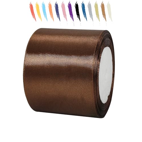 Kaffee 75mm Satinband 23 Meter, Polyesterband, verschönern Sie Ihre Bastelarbeiten und Feiern, ideal für Geschenkverpackungen, Dekorationen, Hochzeitsautoband, Bänder zum Basteln von MORAINJAY